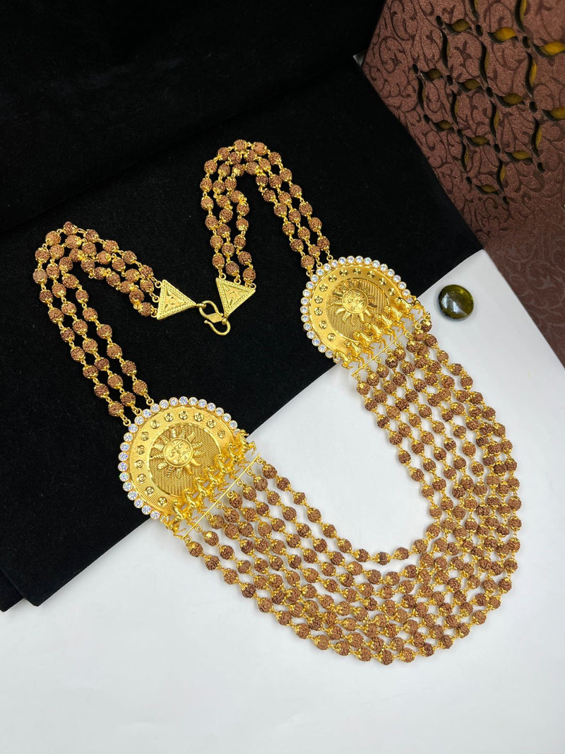 1 GRAM GOLD 8 LINE SURYDEV RUDRAKSHA MALA FOR MEN DESIGN A-128