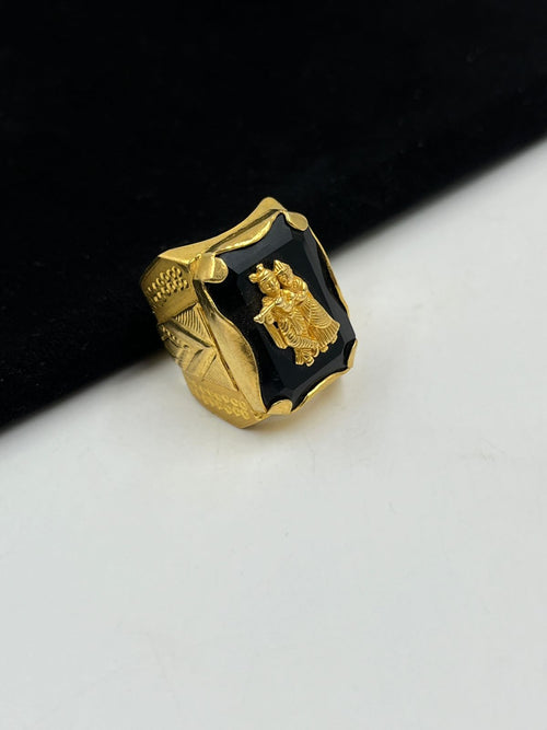 1 GRAM GOLD BLACK DIAMOND RING FOR MEN DESIGN A-783