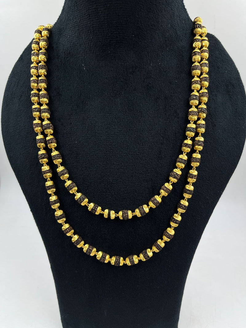 1 GRAM GOLD 2 LINE RUDRAKSHA MALA FOR MEN DESIGN A-93