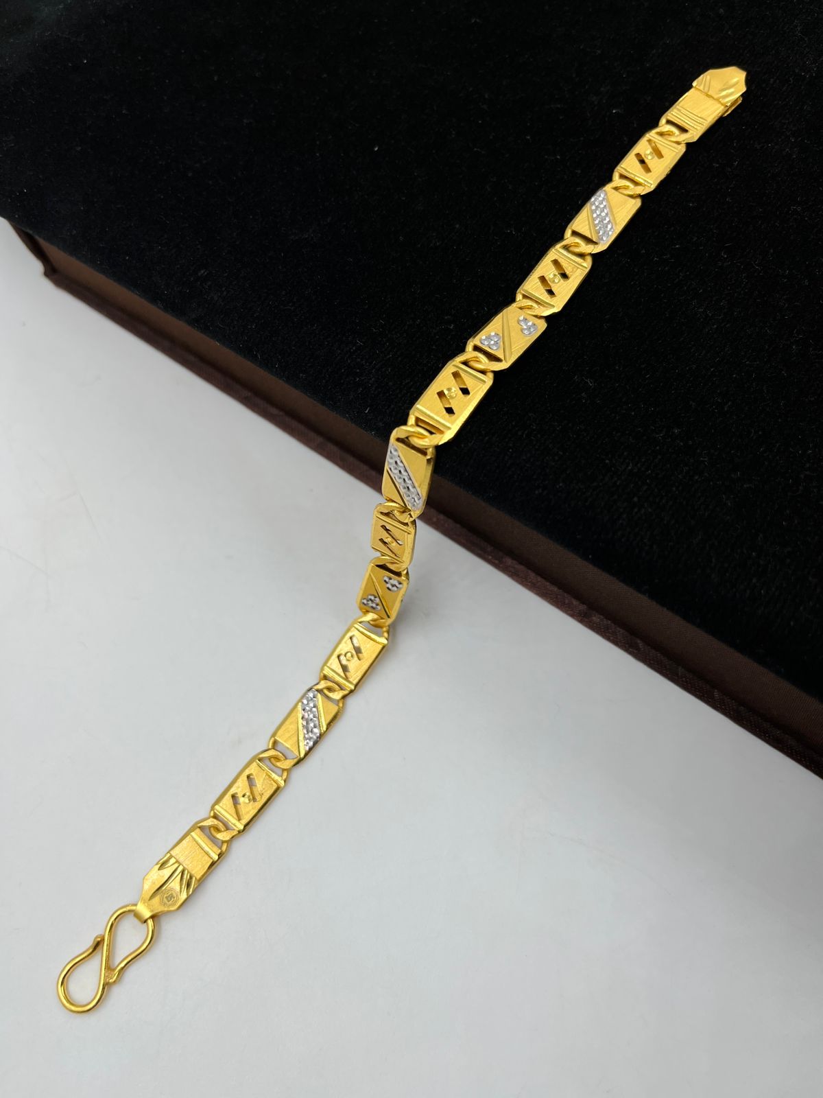 1 GRAM GOLD NAWABI BISCUITS BRACELET FOR MEN DESIGN A-207