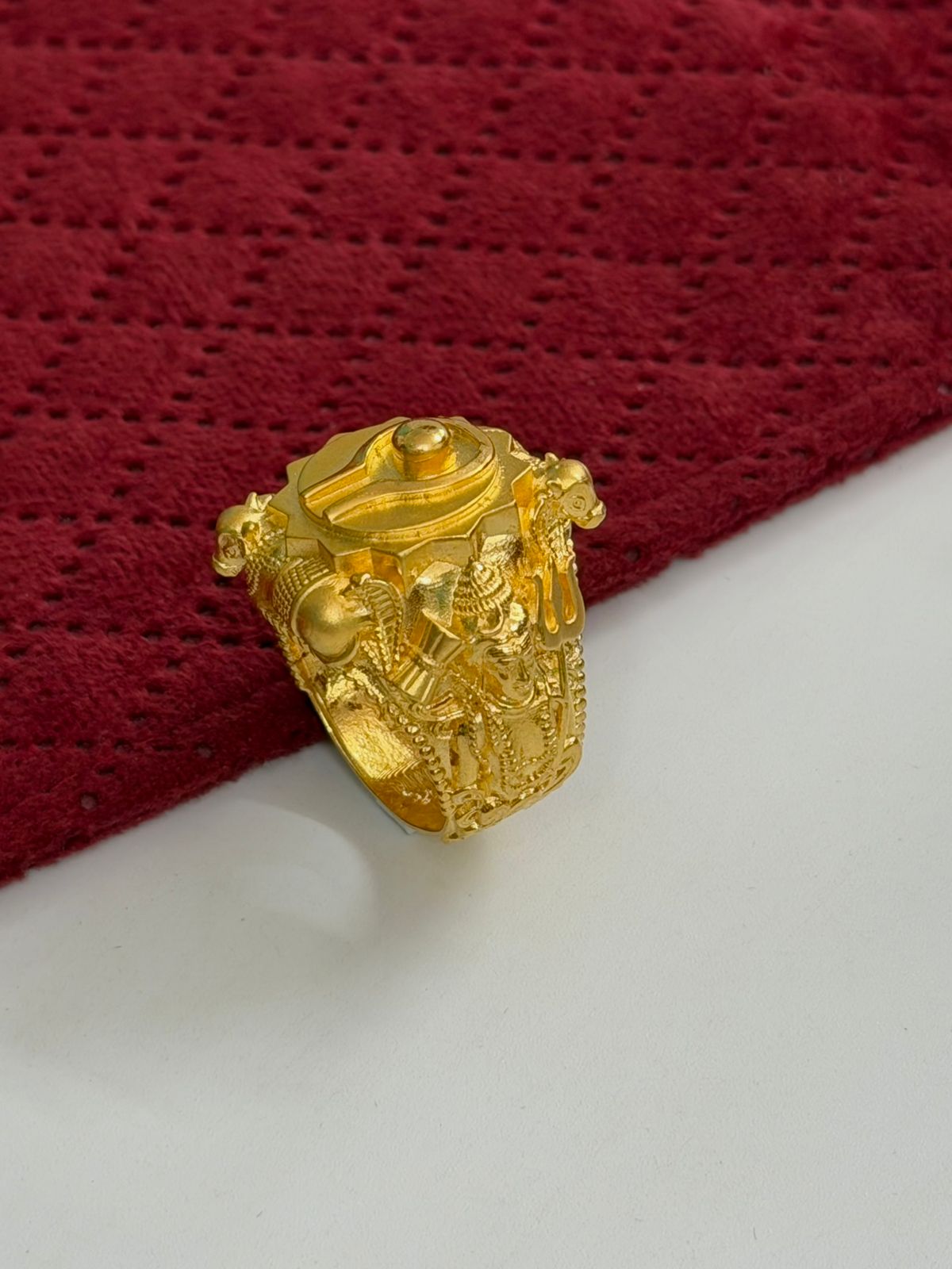 1 GRAM GOLD SHIVLING WITH MAHADEV RING FOR MEN DESIGN A-1092