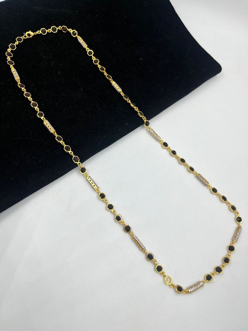1 GRAM GOLD BLACK RUDRAKSHA MALA FOR MEN DESIGN A-82