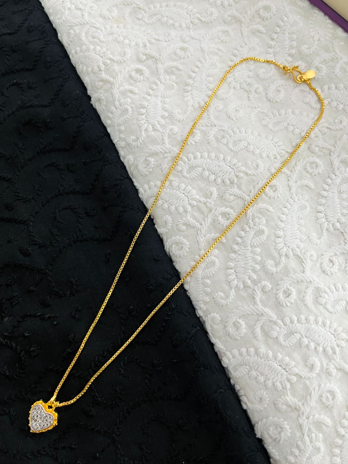 1 GRAM GOLD LADIES CHAIN WITH HEART PENDANT , WOMEN'S CHAIN WITH HEART PENDANT DESIGN A-2