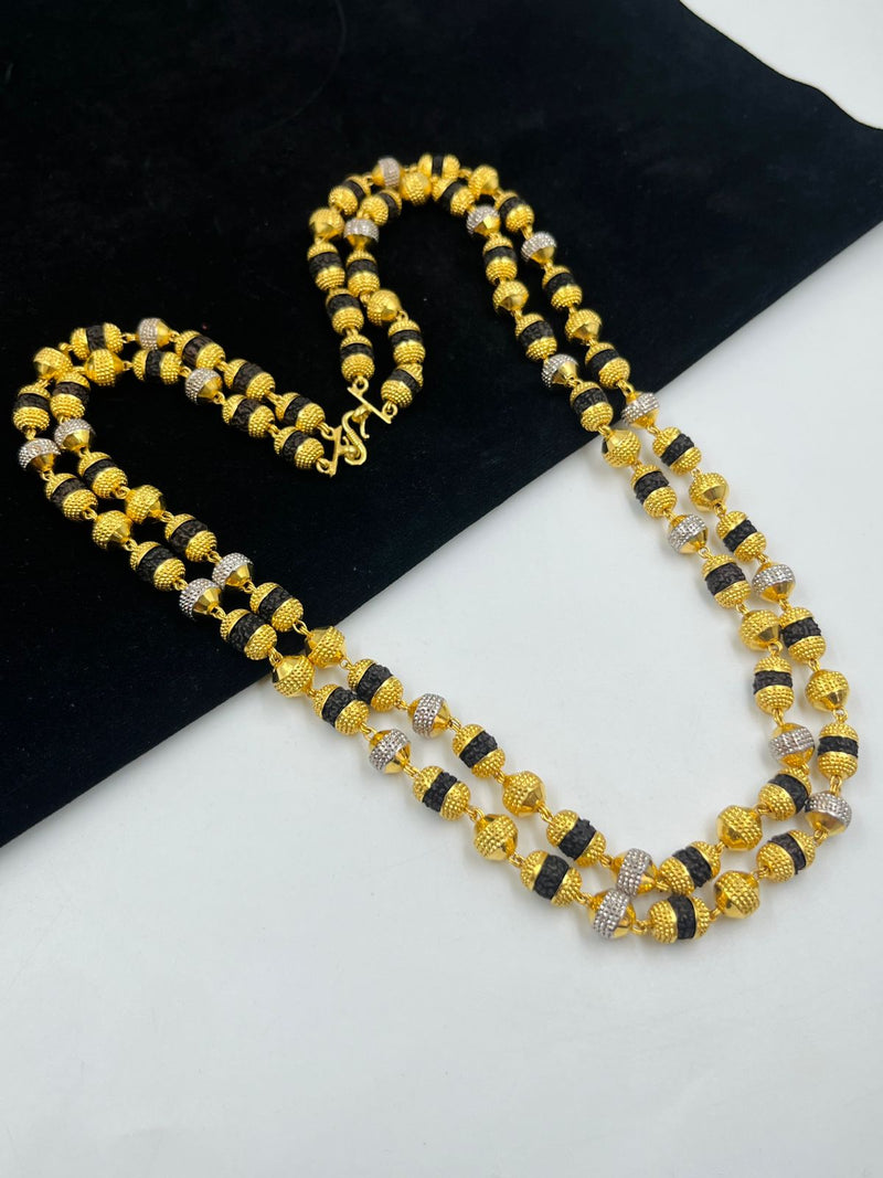 1 GRAM GOLD 2 LINE RUDRAKSHA MALA FOR MEN DESIGN A-94