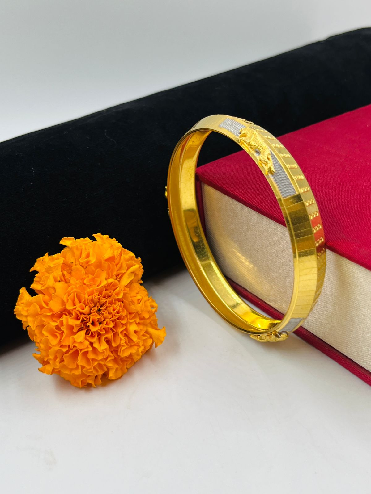 1 GRAM GOLD PLATED JAGUAR PUNJABI KADA FOR MEN DESIGN A-23