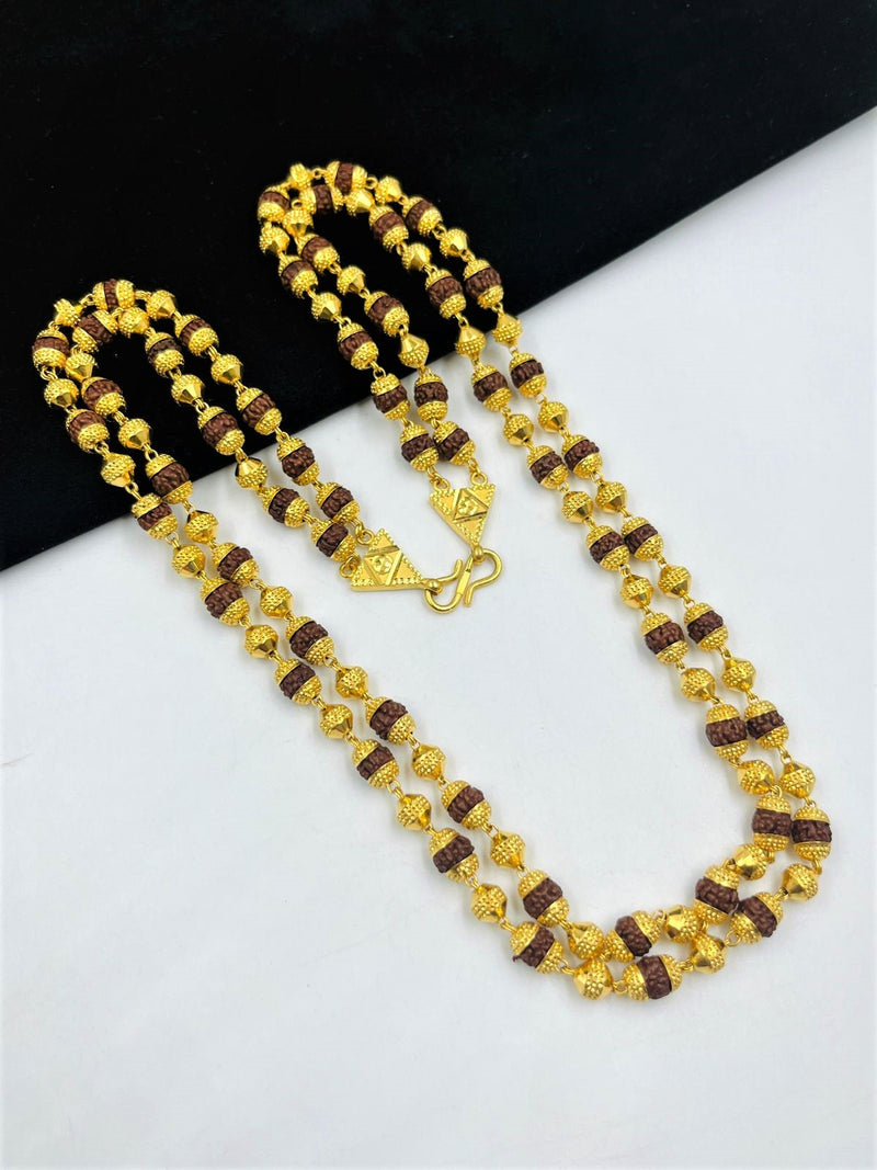 1 GRAM GOLD 2 LINE RUDRAKSHA MALA FOR MEN DESIGN A-95