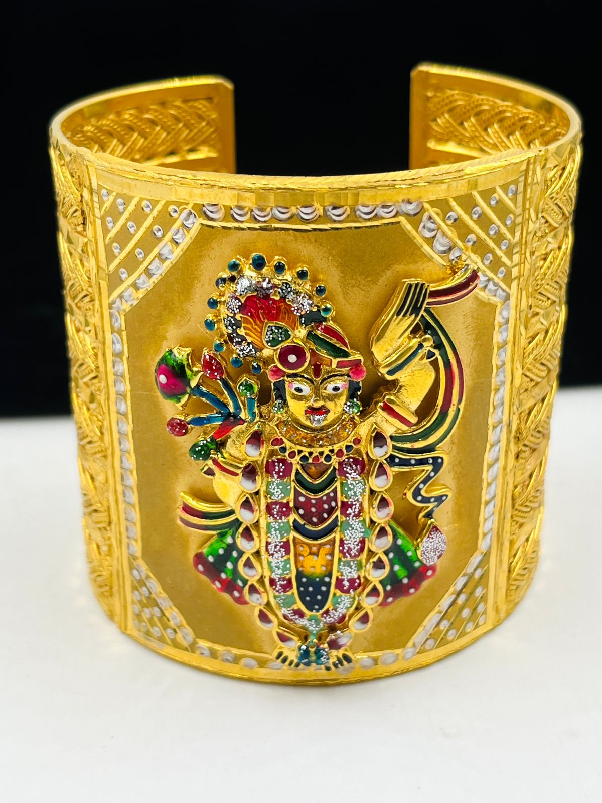 પુરુષો માટે ૧ ગ્રામ ગોલ્ડ ફોર્મિંગ શ્રીનાથજી કડા બ્રેસલેટ ડિઝાઇન A-2