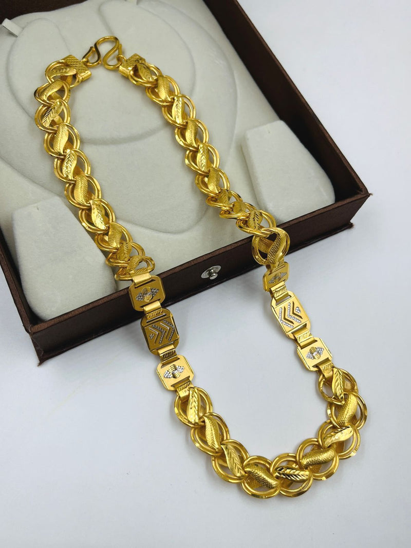 1 GRAM GOLD BIG SIZE KOHLI WITH NAWABI CHAIN FOR MEN DESIGN A-513