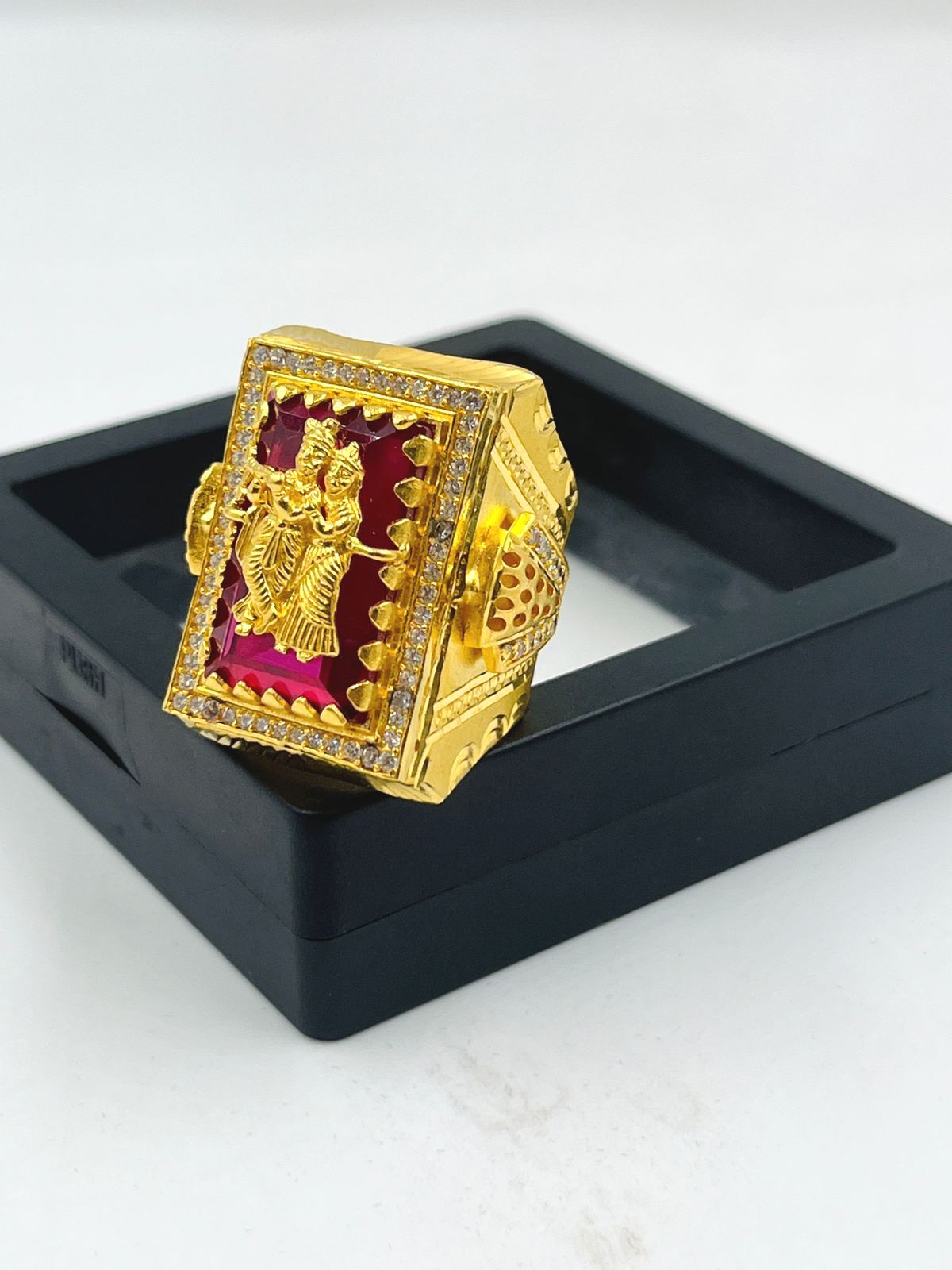 1 GRAM GOLD RADHA KRISHNA DIAMOND RING FOR MEN DESIGN A-1044
