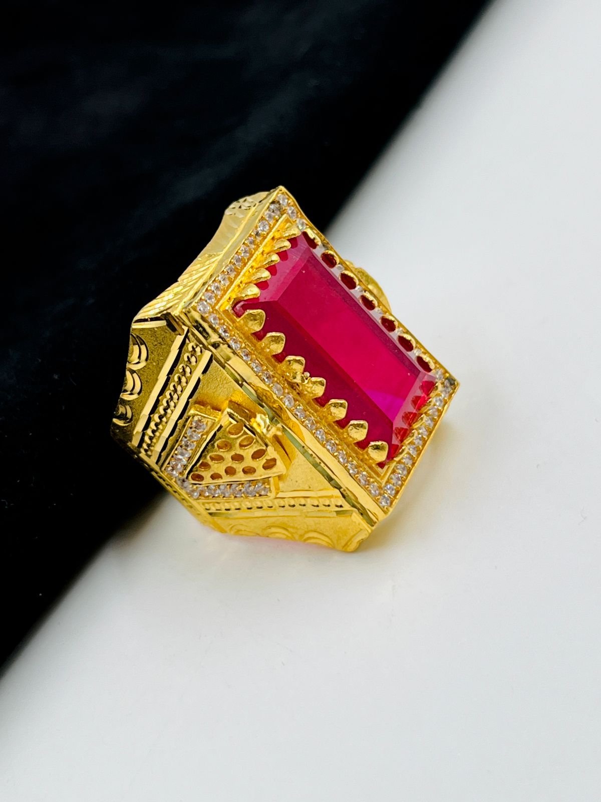 1 GRAM GOLD DIAMOND RING FOR MEN DESIGN A-1049