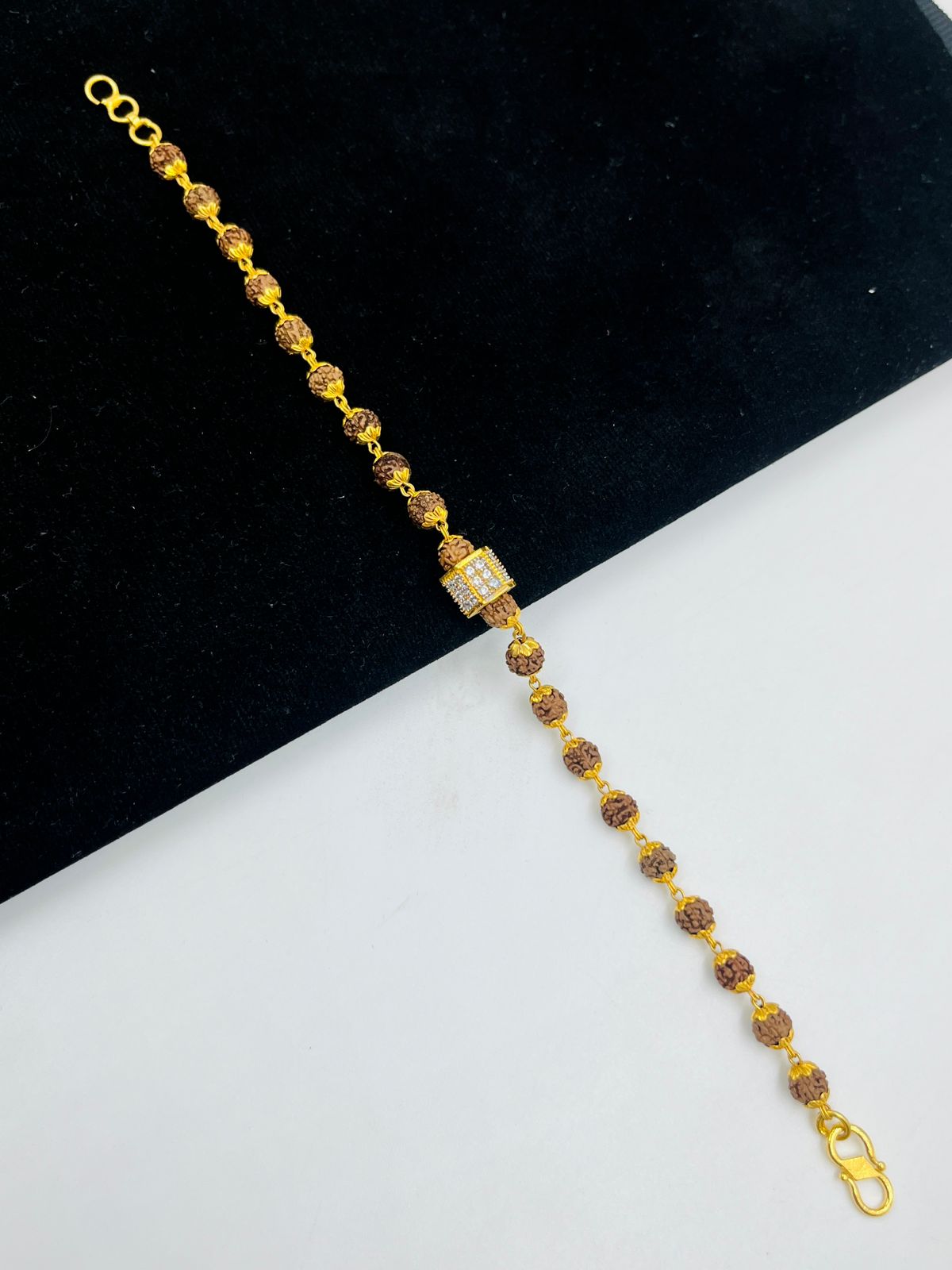 1 GRAM GOLD RUDRAKSHA BRACELET FOR MEN DESIGN A-365