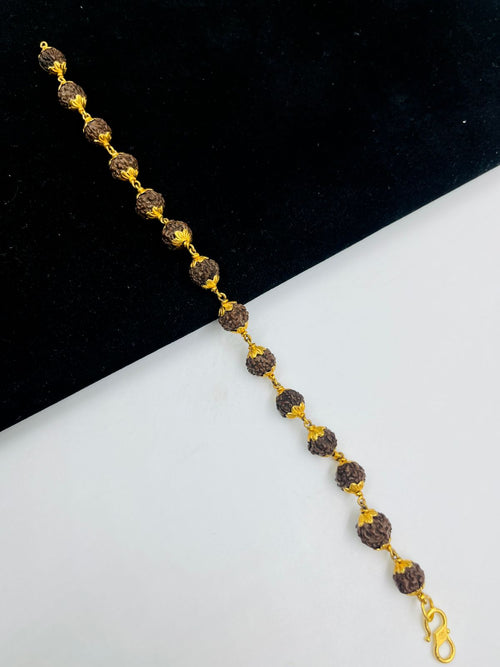 1 GRAM GOLD RUDRAKSHA BRACELET FOR MEN DESIGN A-366