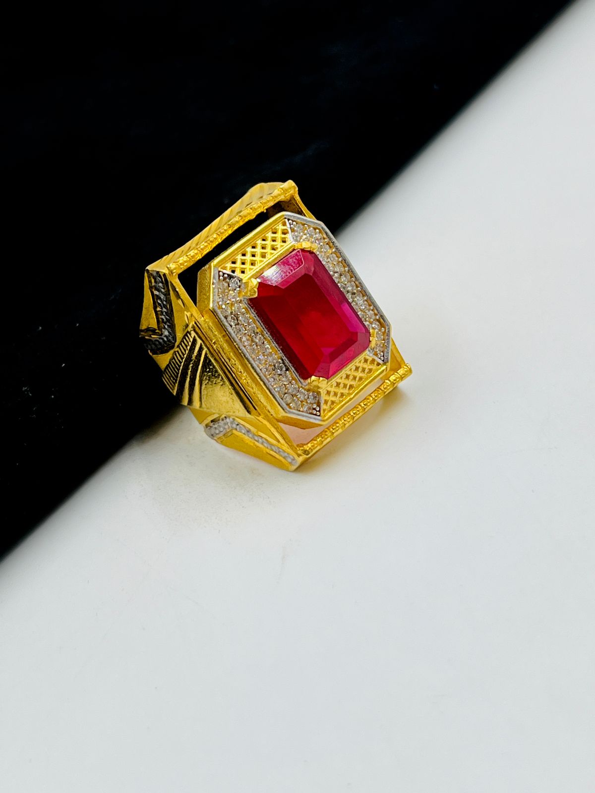 1 GRAM GOLD DIAMOND RING FOR MEN DESIGN A-1068
