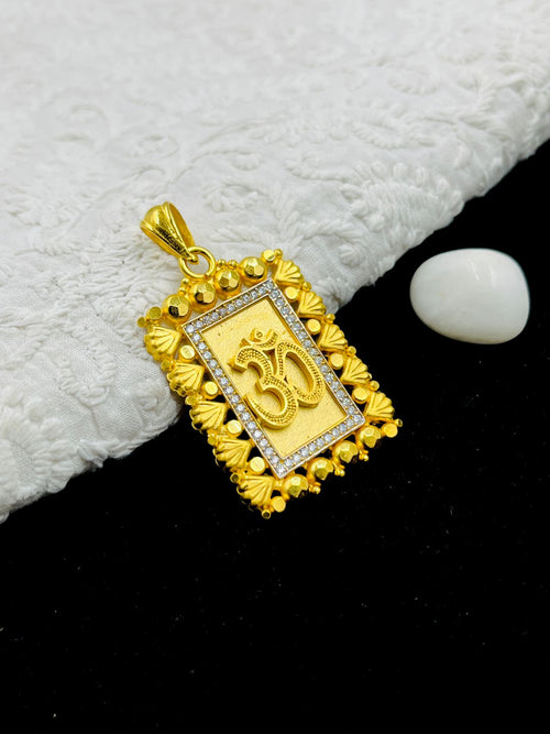 1 GRAM GOLD PLATED RAJWADI OM (AUM) PENDANT FOR MEN DESIGN A-528