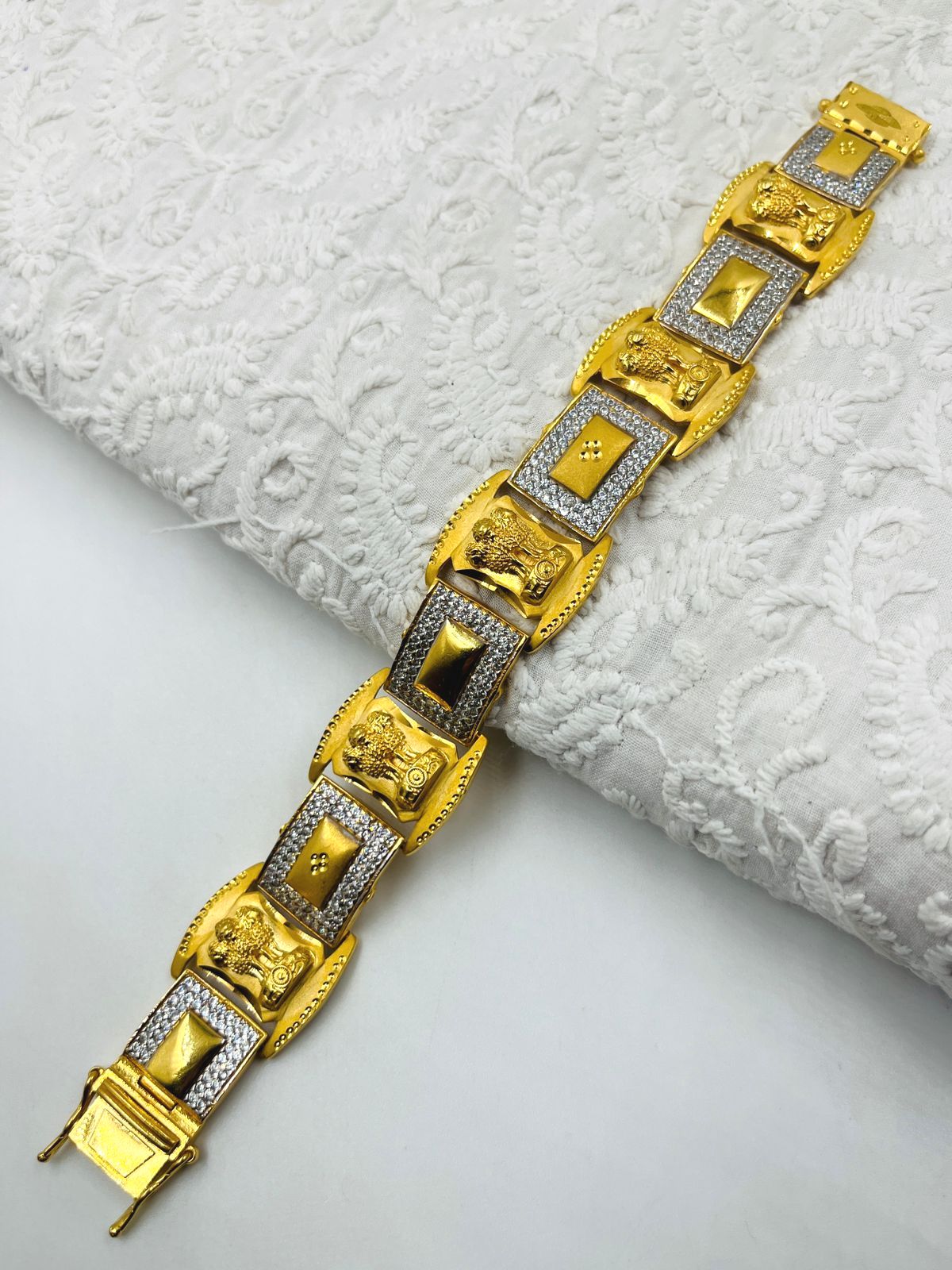 1 GRAM GOLD MUDRA DIAMOND BRACELET FOR MEN DESIGN A-371