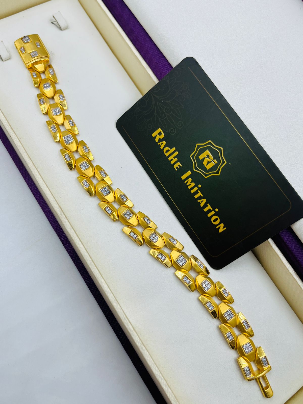 1 GRAM GOLD DIAMOND BRACELET FOR MEN DESIGN A-381