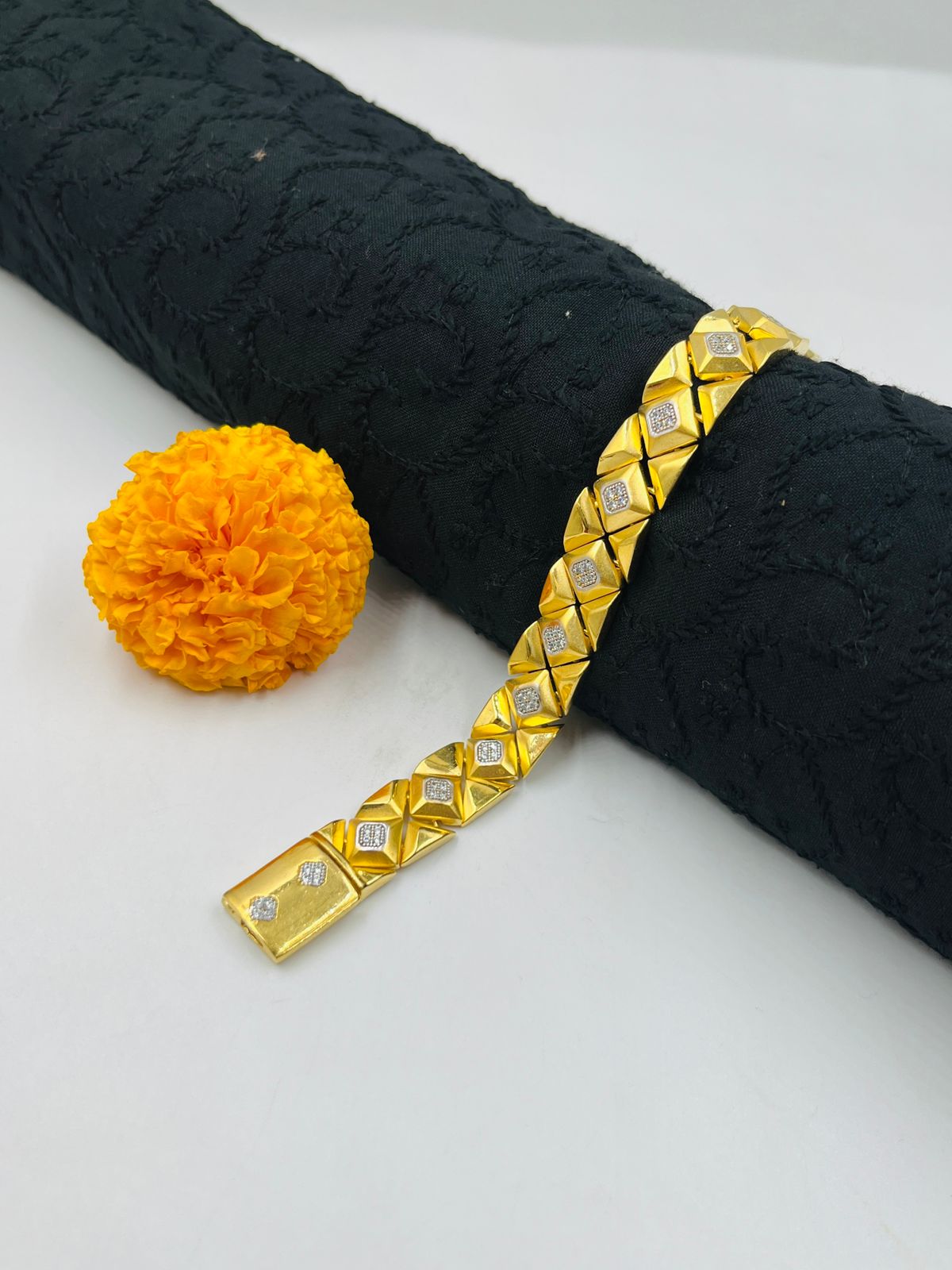 1 GRAM GOLD FORMING FULL DIAMOND BRACELET FOR MEN DESIGN A-379