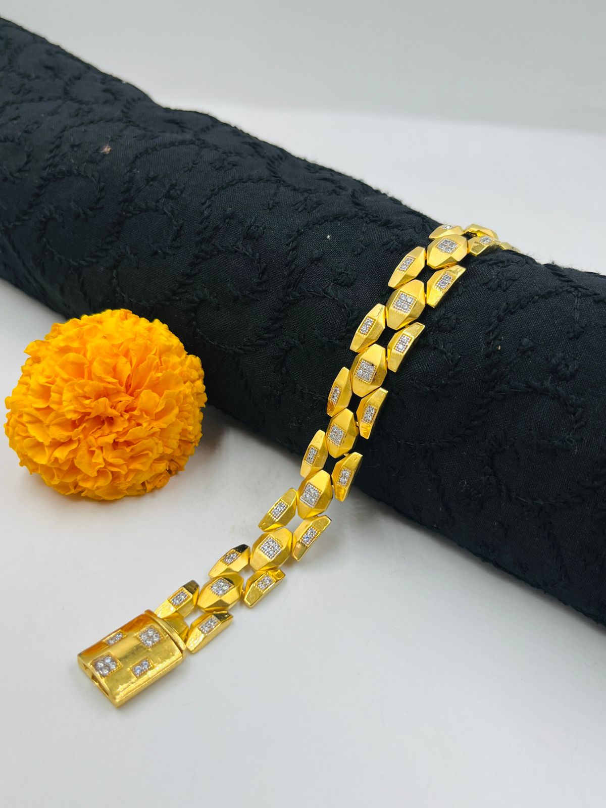 1 GRAM GOLD DIAMOND BRACELET FOR MEN DESIGN A-381