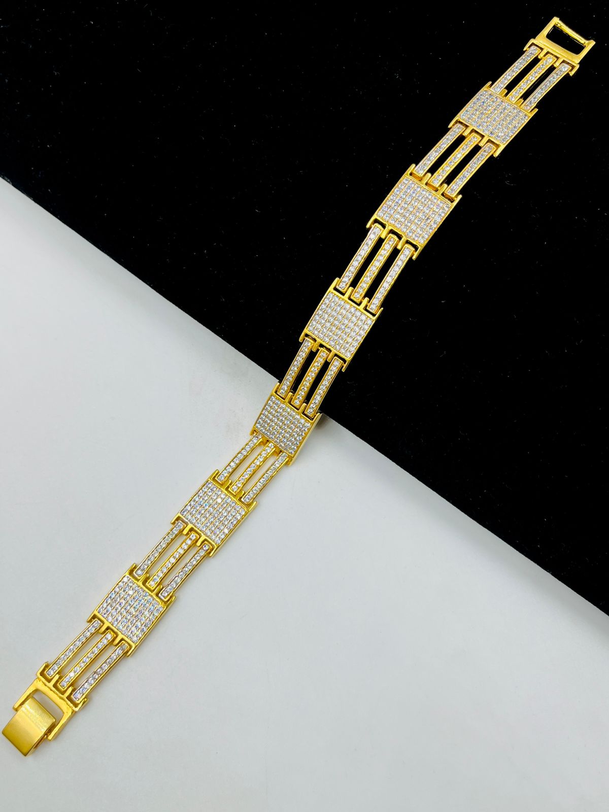 1 GRAM GOLD DIAMOND BRACELET FOR MEN DESIGN A-396