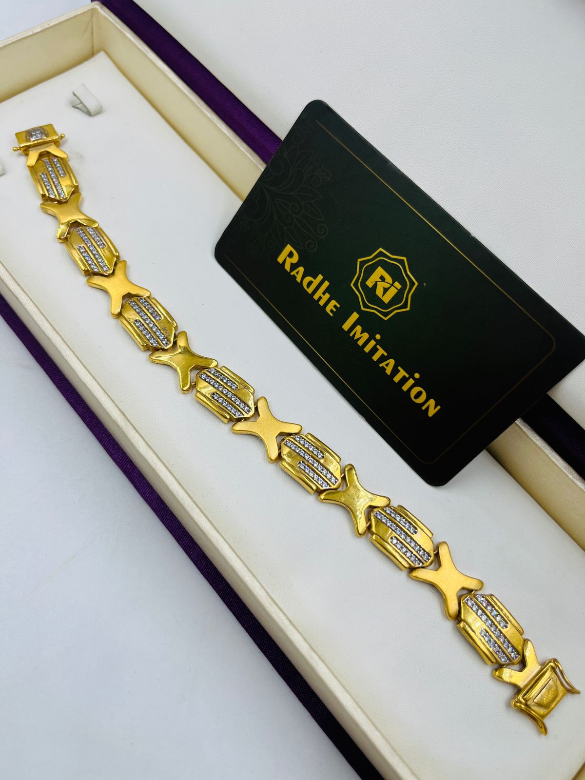 1 GRAM GOLD DIAMOND BRACELET FOR MEN DESIGN A-400