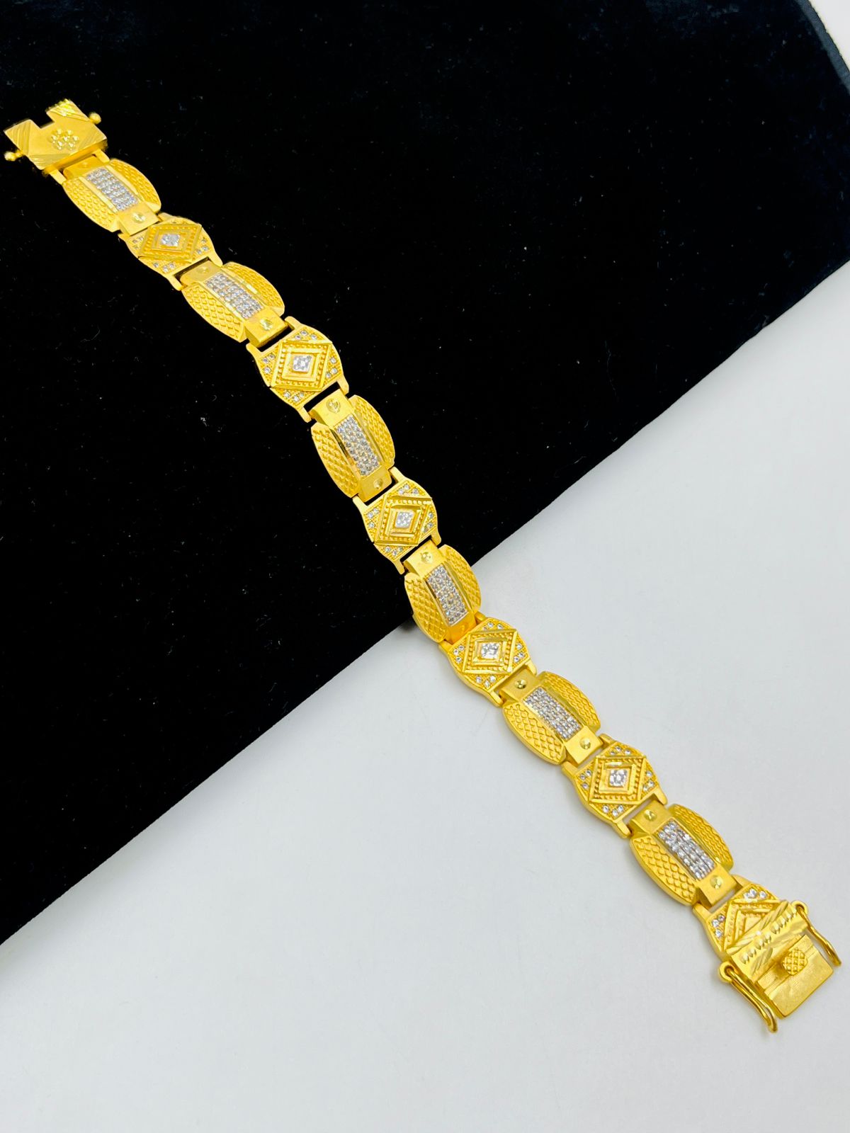 1 GRAM GOLD DIAMOND BRACELET FOR MEN DESIGN A-403