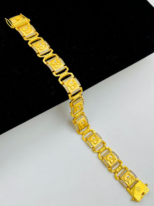1 GRAM GOLD OM (AUM) DIAMOND BRACELET FOR MEN DESIGN A-409