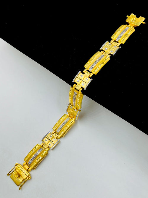 1 GRAM GOLD DIAMOND BRACELET FOR MEN DESIGN A-415
