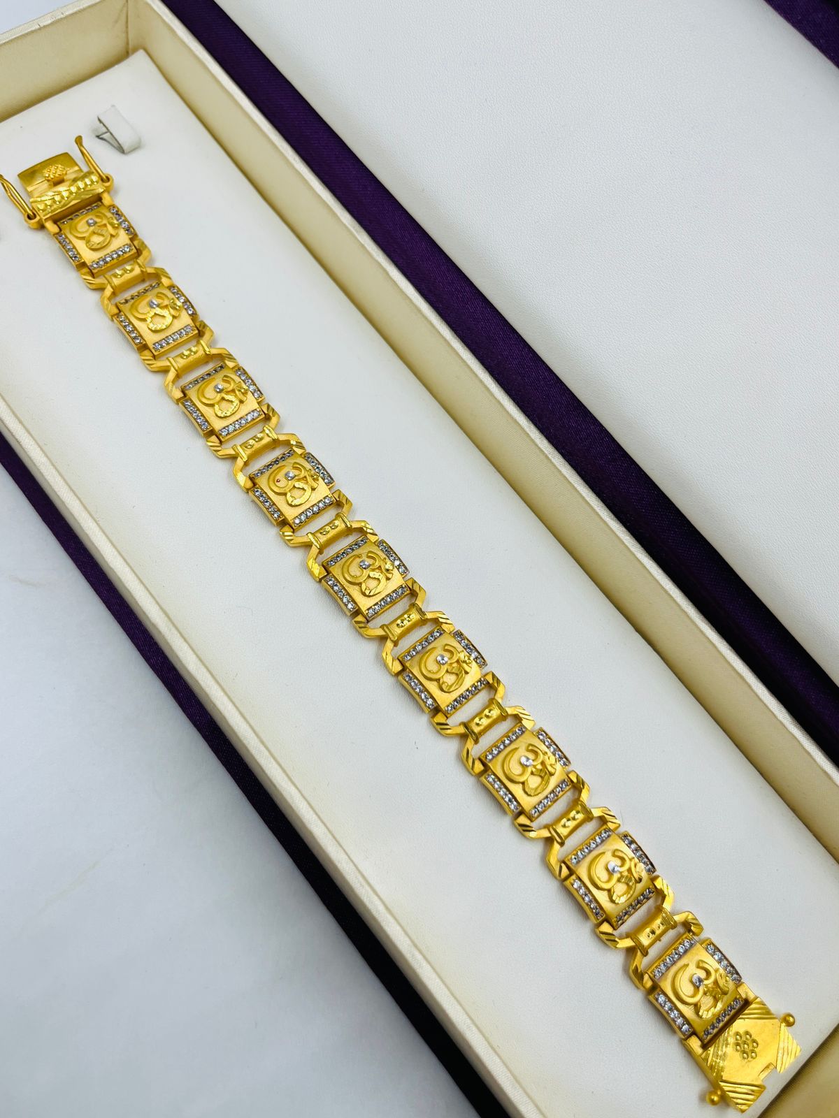 1 GRAM GOLD OM (AUM) DIAMOND BRACELET FOR MEN DESIGN A-409