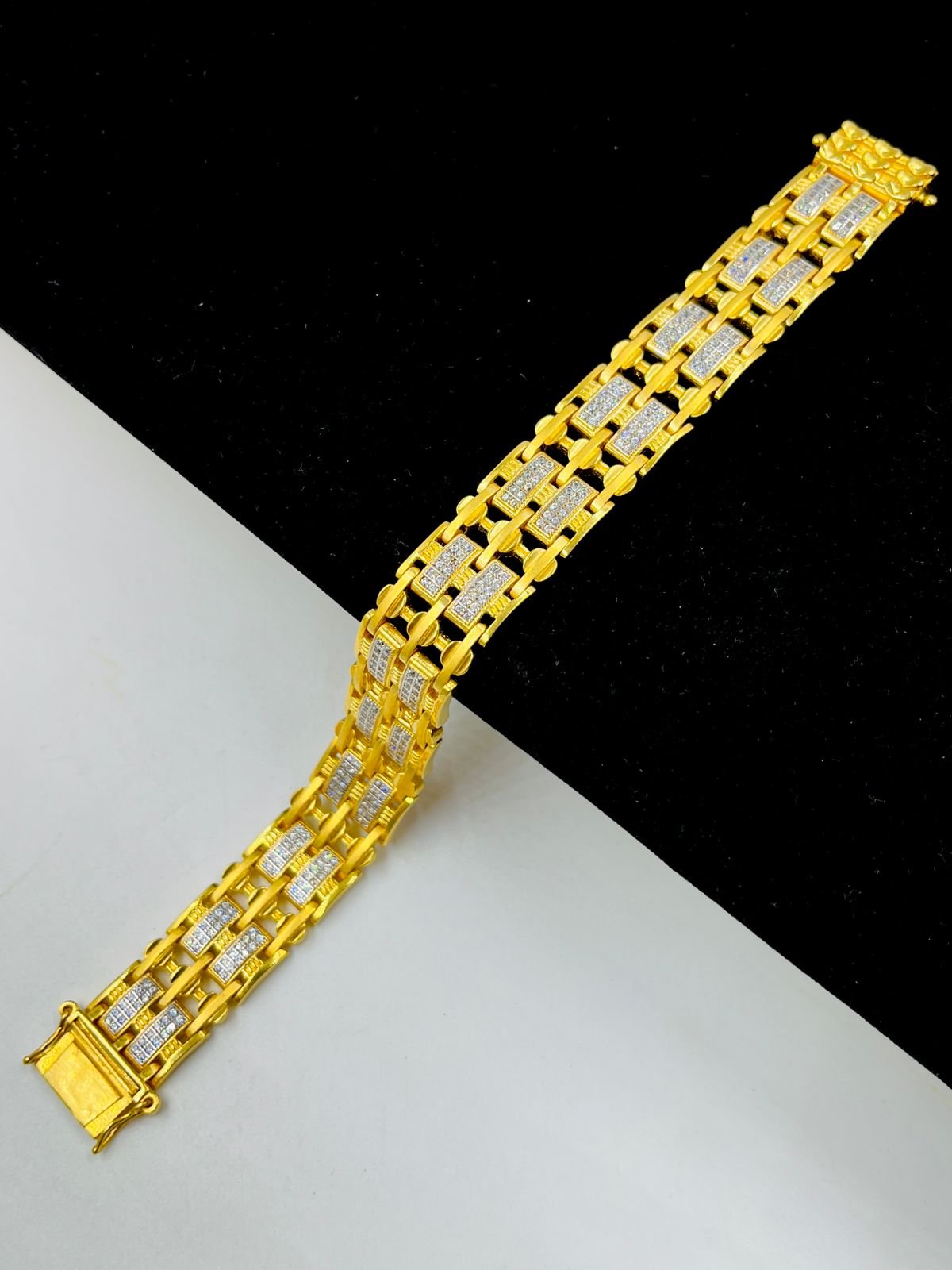 1 GRAM GOLD DIAMOND BRACELET FOR MEN DESIGN A-421