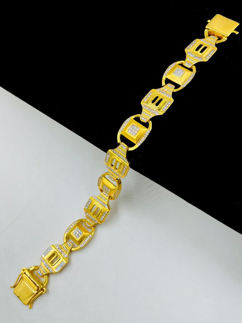 1 GRAM GOLD DIAMOND BRACELET FOR MEN DESIGN A-425