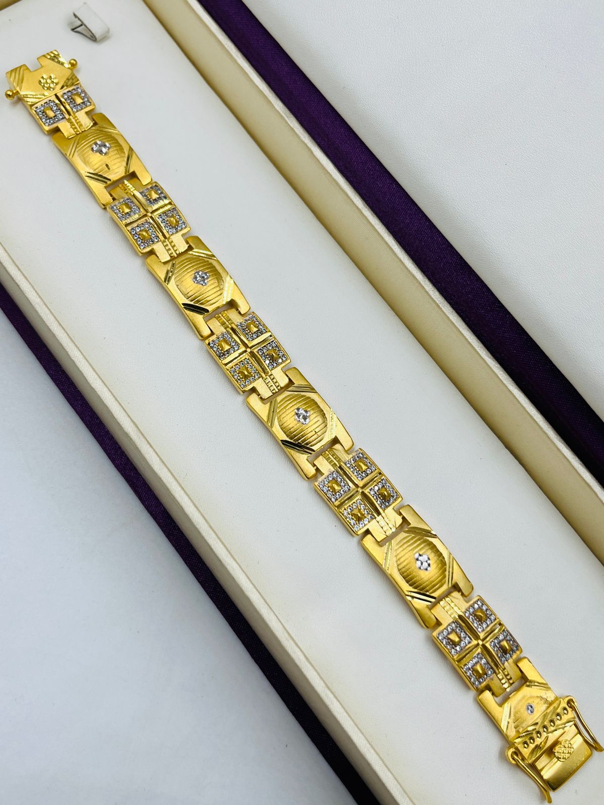 1 GRAM GOLD DIAMOND BRACELET FOR MEN DESIGN A-416