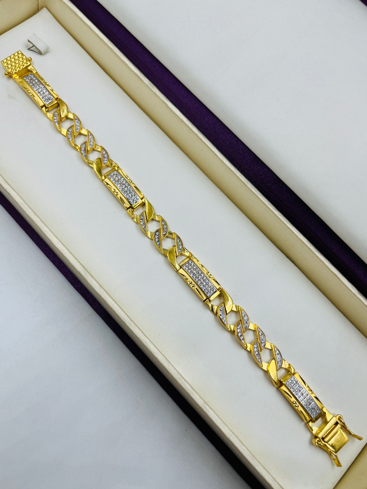 1 GRAM GOLD DIAMOND BRACELET FOR MEN DESIGN A-417