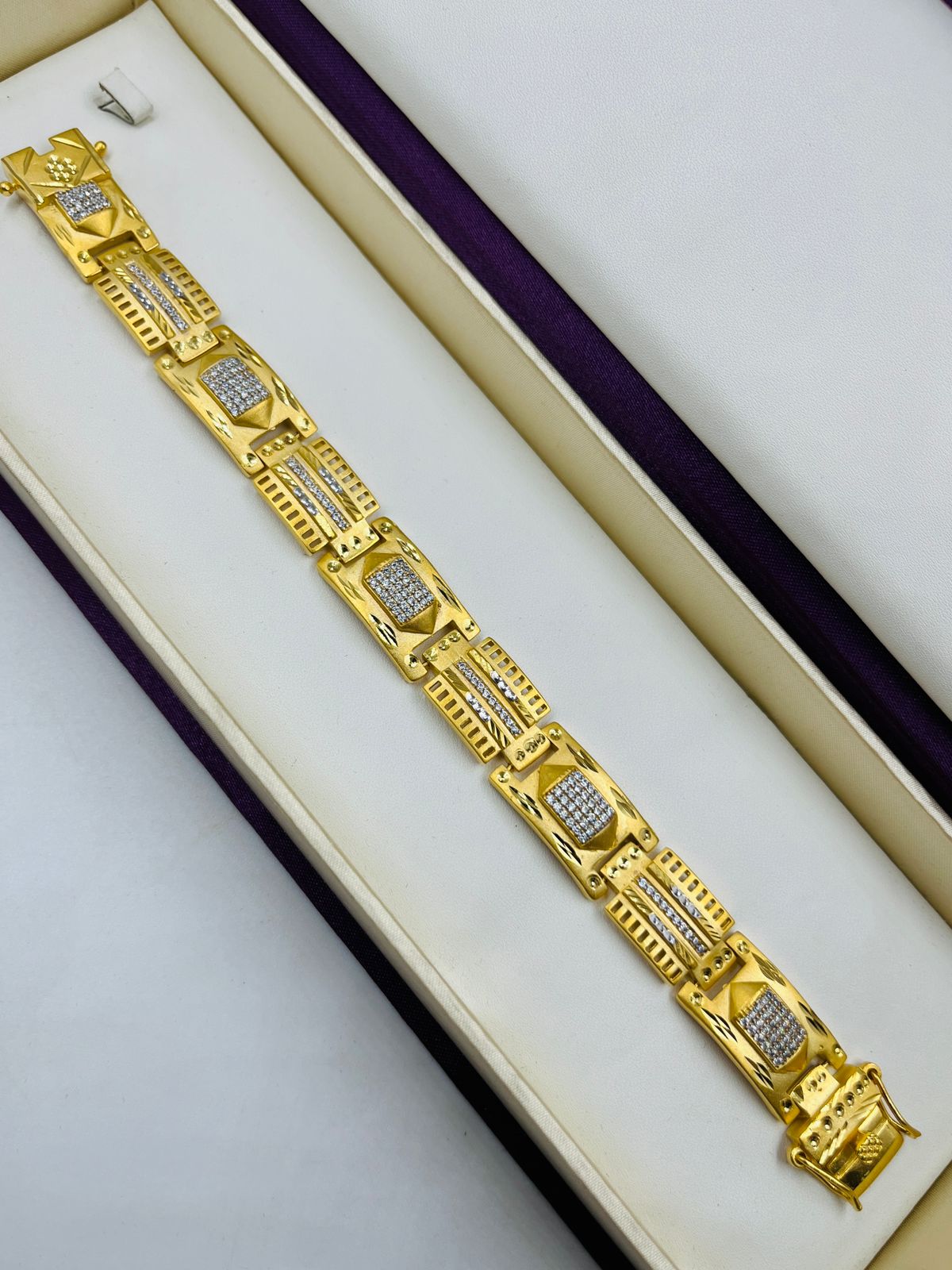 1 GRAM GOLD DIAMOND BRACELET FOR MEN DESIGN A-418