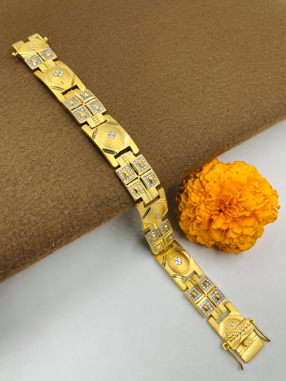 1 GRAM GOLD DIAMOND BRACELET FOR MEN DESIGN A-416