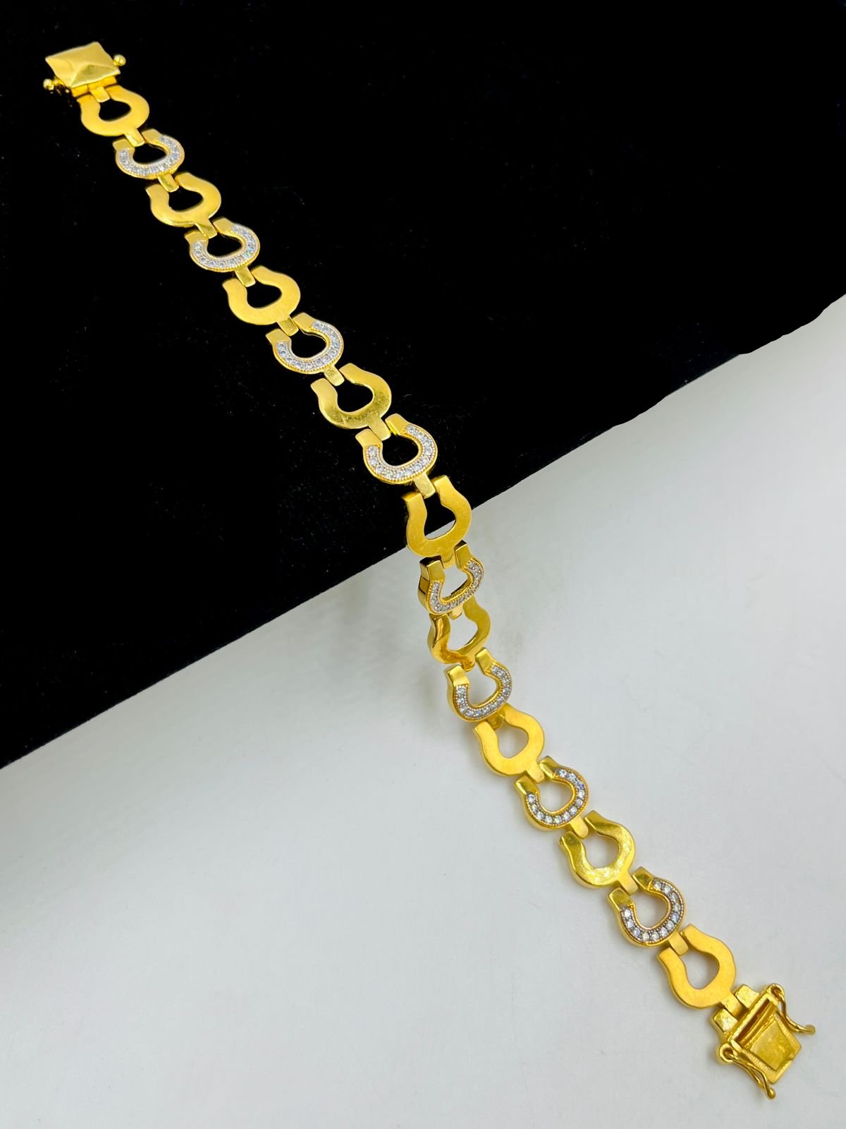 1 GRAM GOLD PLATED DIAMOND BRACELET FOR MEN DESIGN A-428