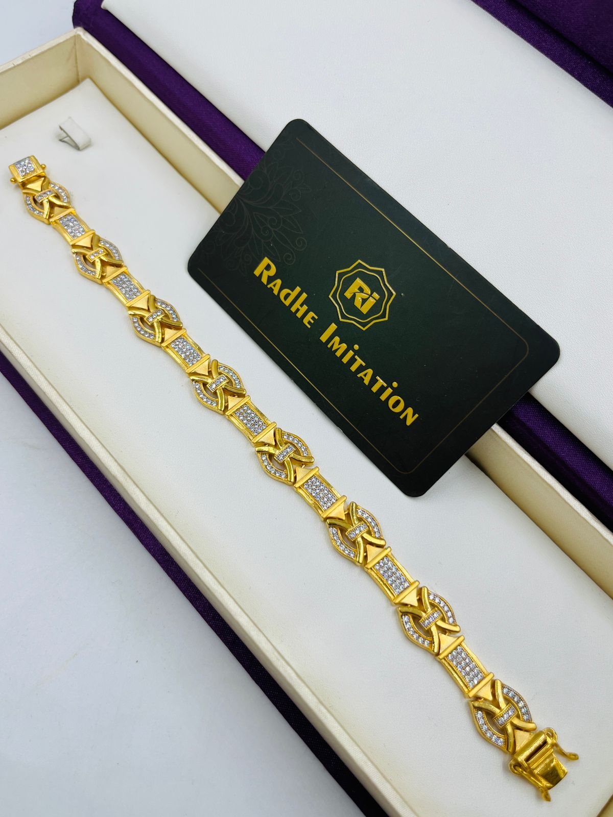 1 GRAM GOLD DIAMOND BRACELET FOR MEN DESIGN A-426