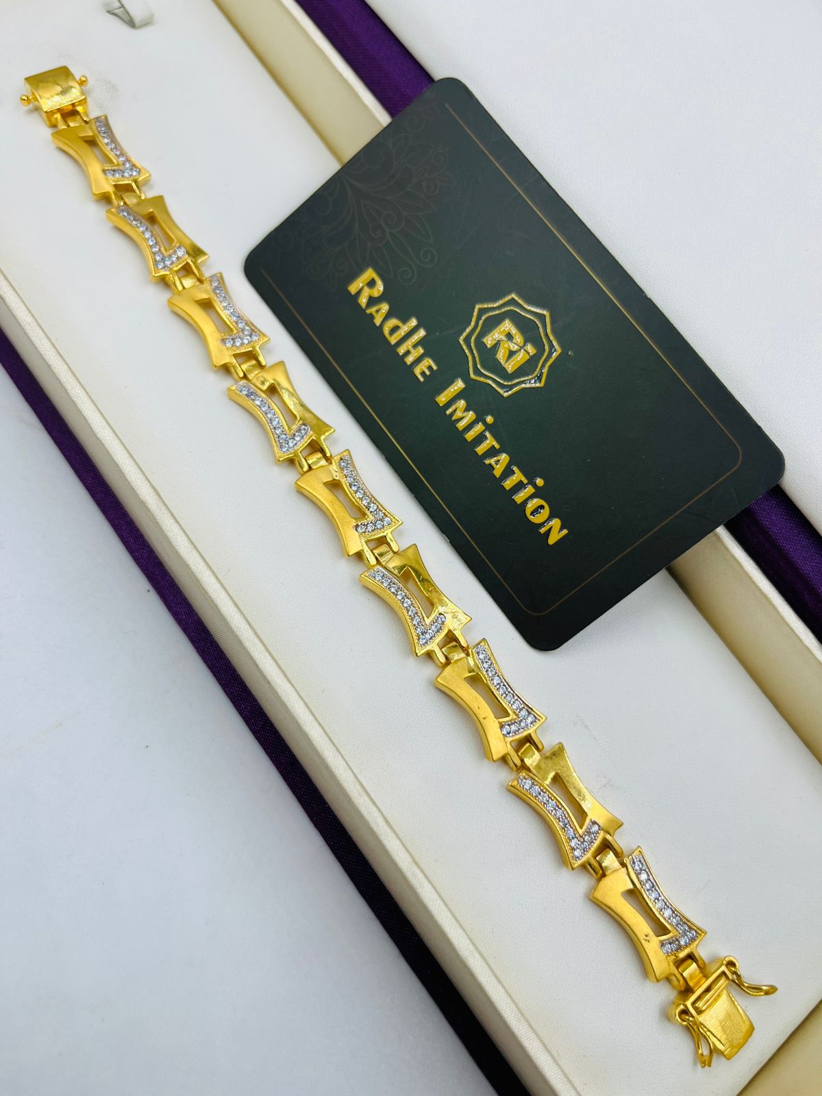 1 GRAM GOLD FORMING DIAMOND BRACELET FOR MEN DESIGN A-433