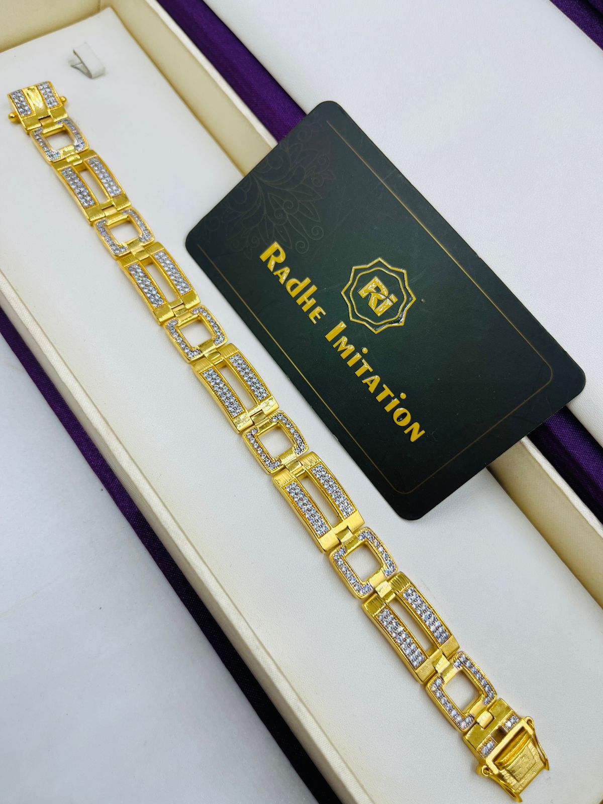 1 GRAM GOLD DIAMOND BRACELET FOR MEN DESIGN A-435