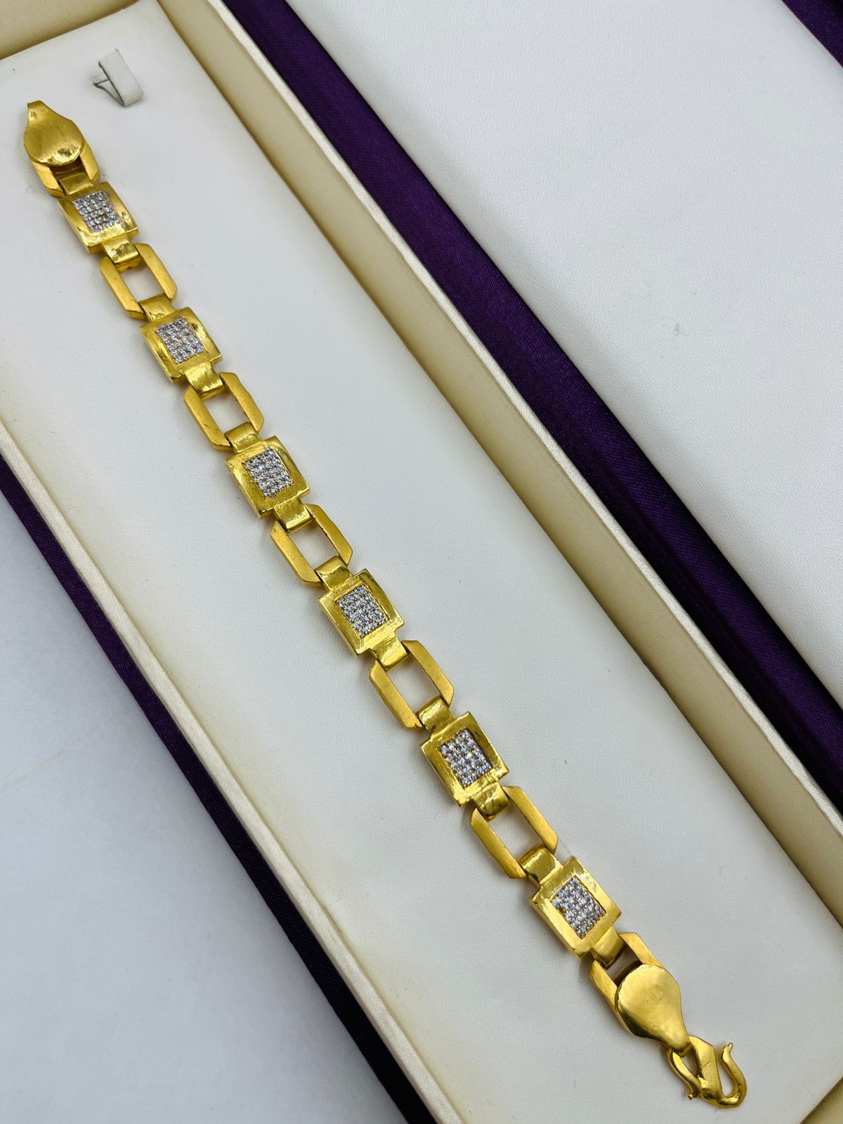 1 GRAM GOLD DIAMOND BRACELET FOR MEN DESIGN A-442