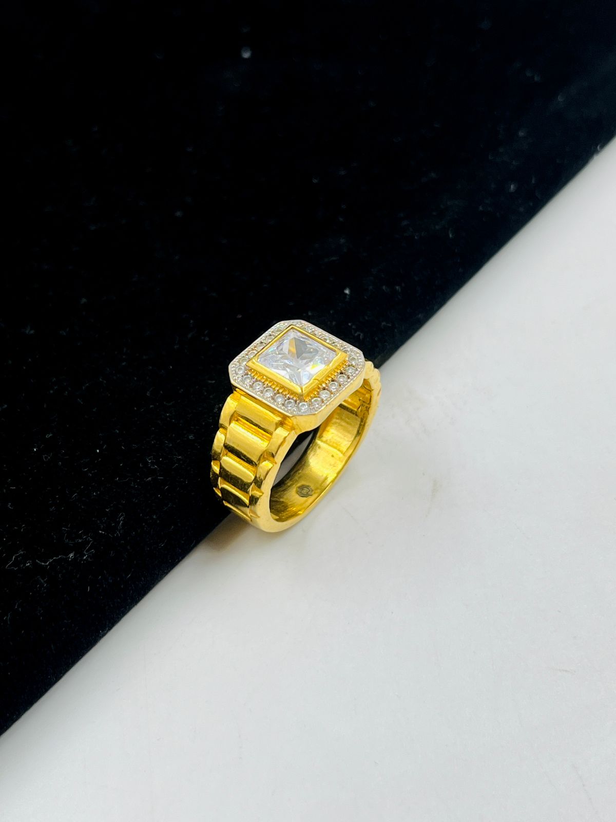 1 GRAM GOLD DIAMOND RING FOR MEN DESIGN A-1070
