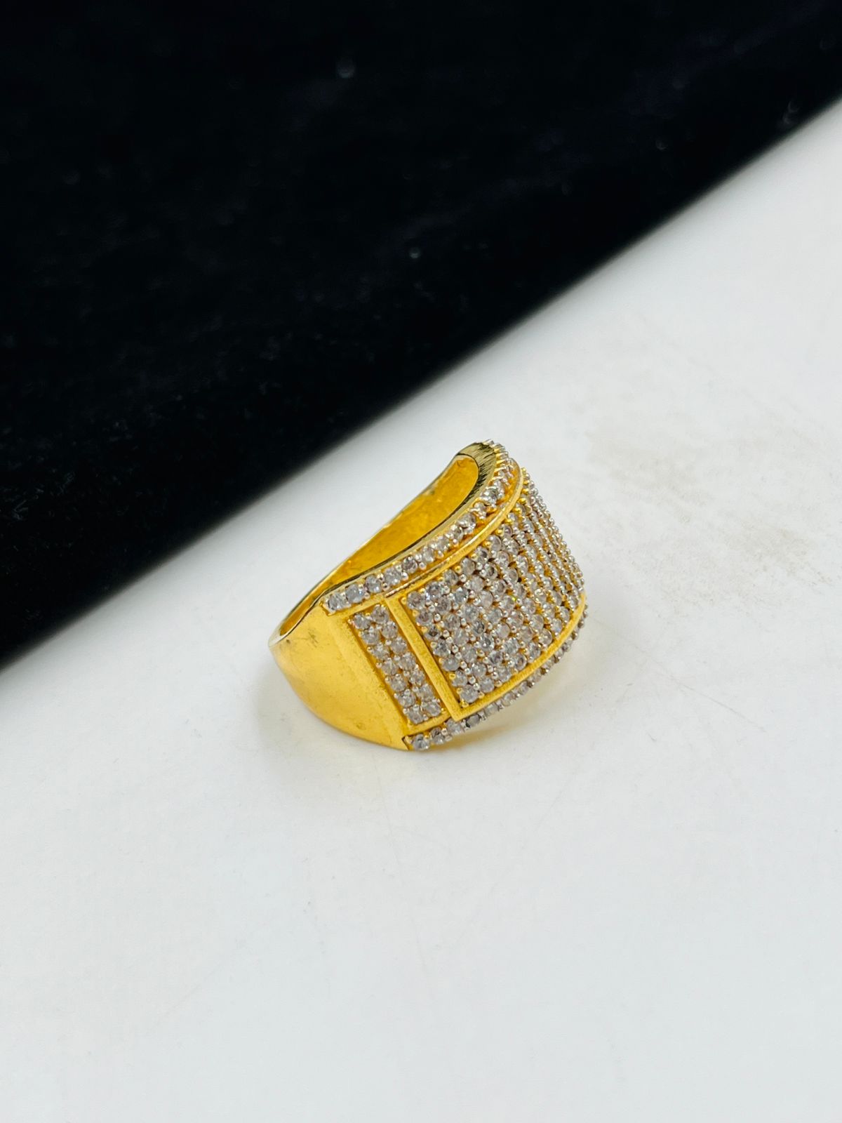 1 GRAM GOLD DIAMOND RING FOR MEN DESIGN A-1069
