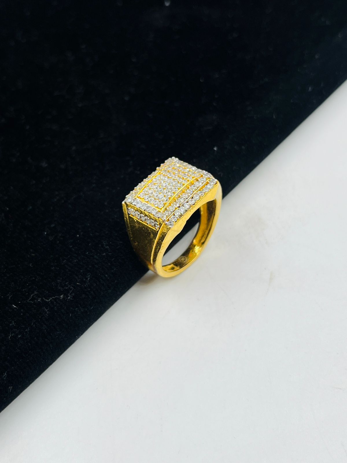 1 GRAM GOLD DIAMOND RING FOR MEN DESIGN A-1071
