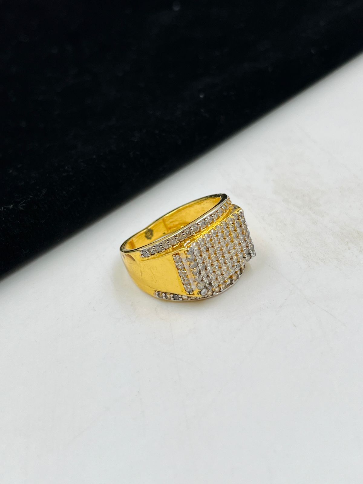 1 GRAM GOLD DIAMOND RING FOR MEN DESIGN A-1072