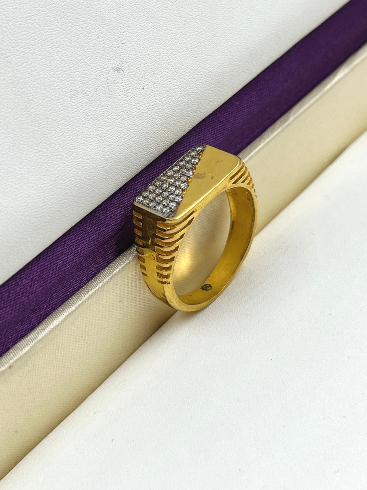 1 GRAM GOLD DIAMOND RING FOR MEN DESIGN A-1077