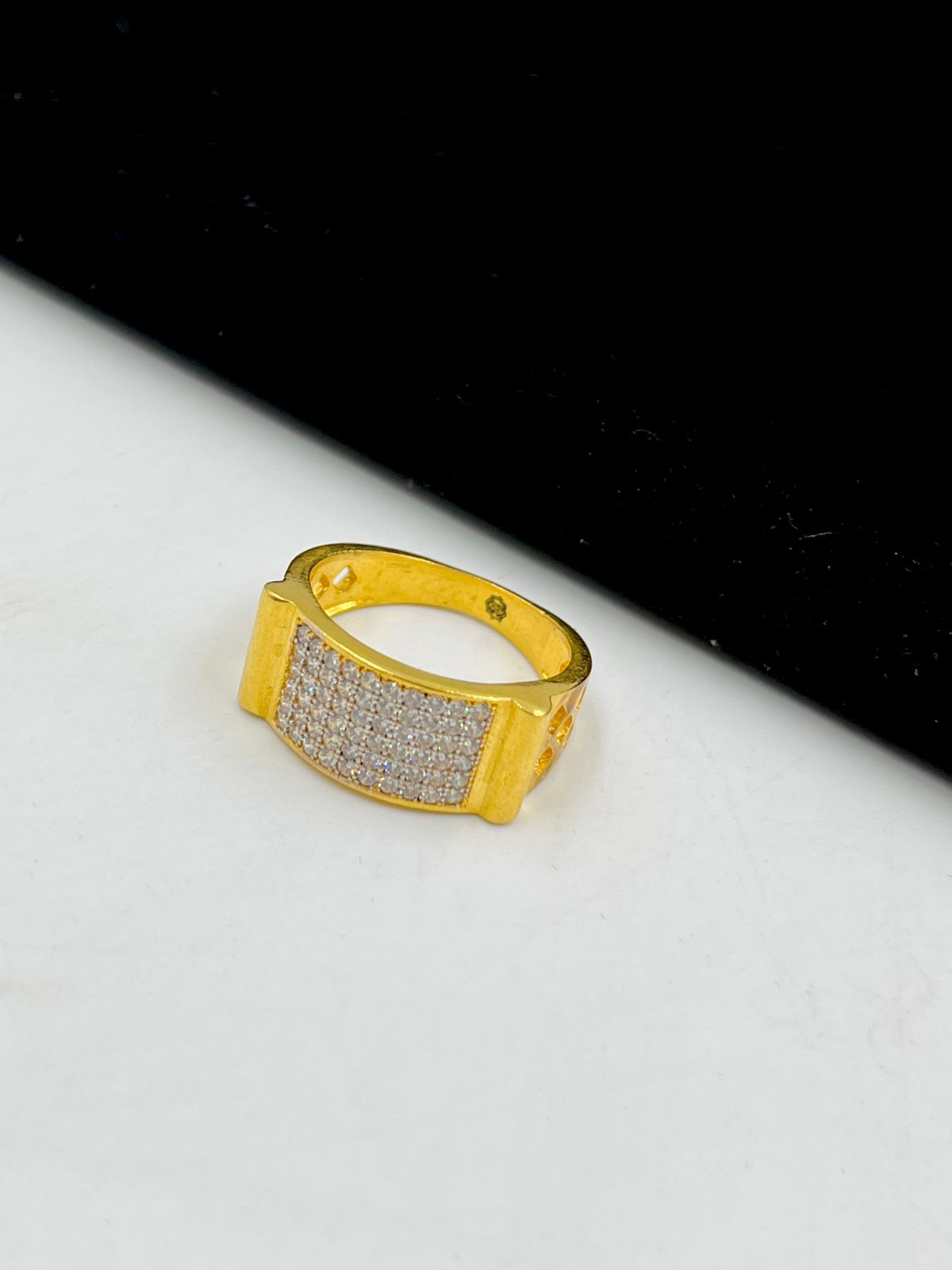 1 GRAM GOLD DIAMOND RING FOR MEN DESIGN A-1075