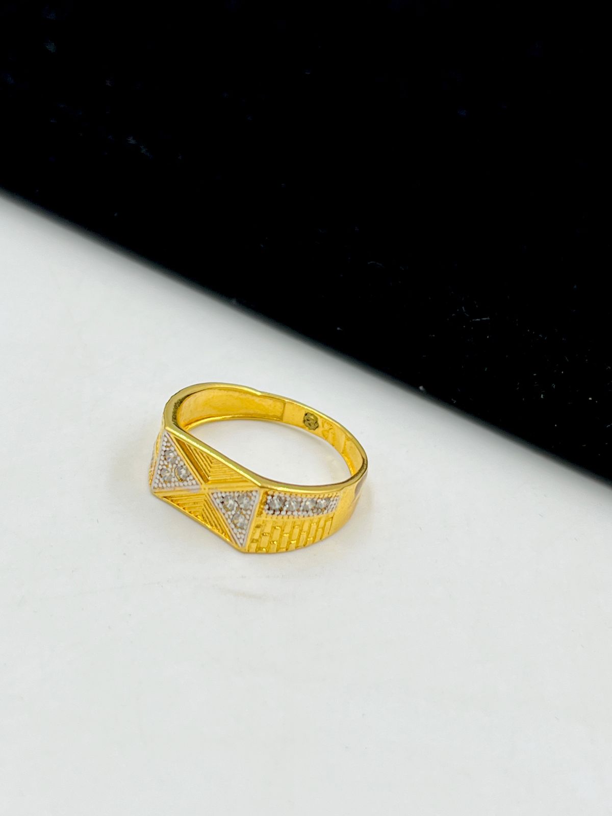 1 GRAM GOLD DIAMOND RING FOR MEN DESIGN A-1079