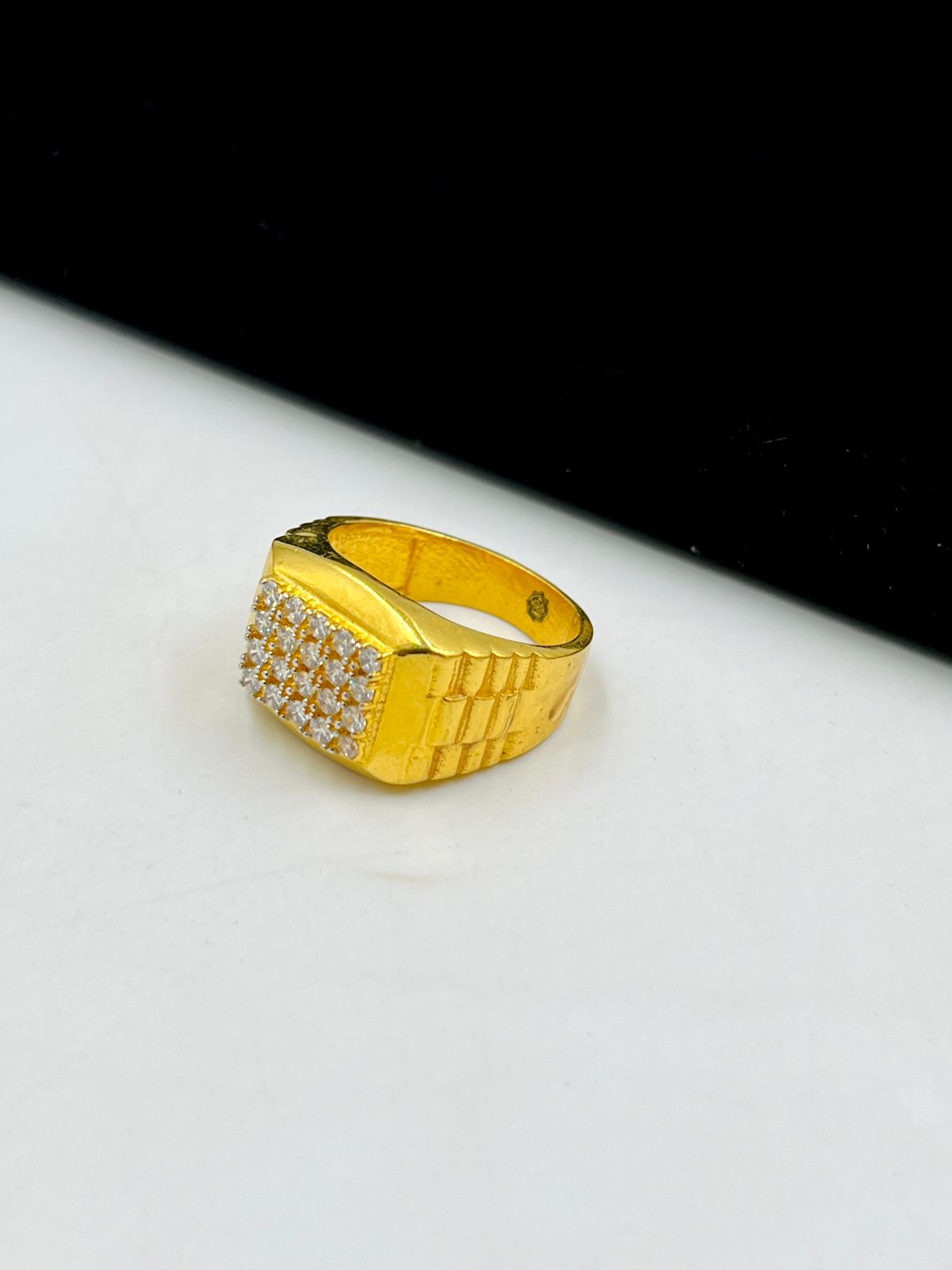 1 GRAM GOLD DIAMOND RING FOR MEN DESIGN A-1078