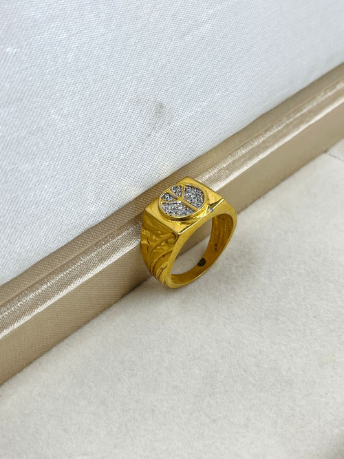 1 GRAM GOLD DIAMOND RING FOR MEN DESIGN A-1087