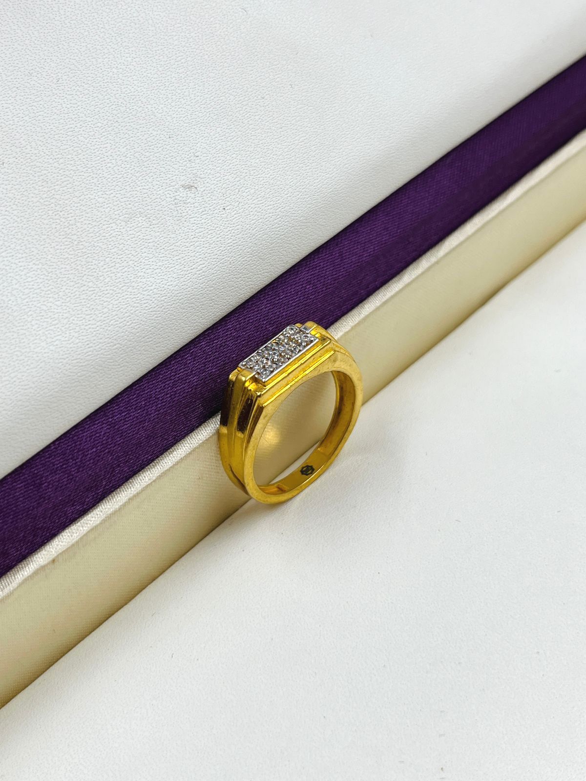 1 GRAM GOLD DIAMOND RING FOR MEN DESIGN A-1089