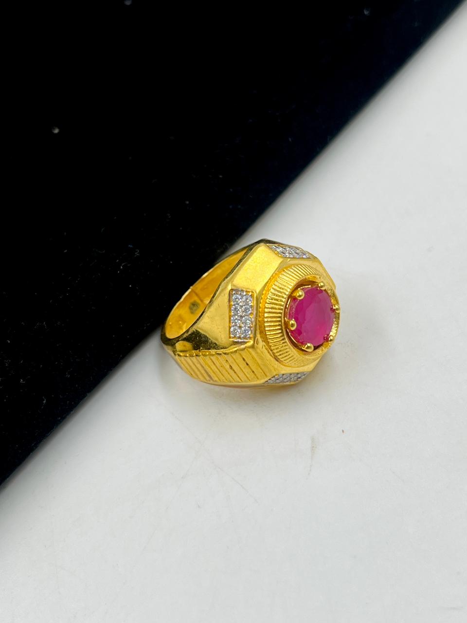 1 GRAM GOLD DIAMOND RING FOR MEN DESIGN A-1095